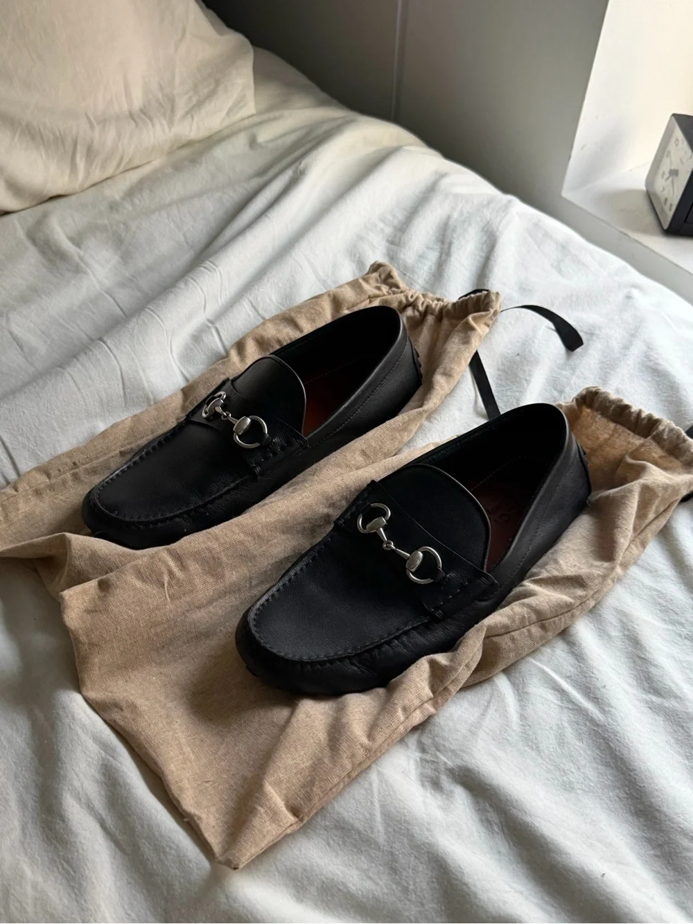 Gucci Black Leather Horsebit Loafers for Men